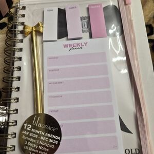 Grace Pink Weekly Planner Set with Gold Bow Pen